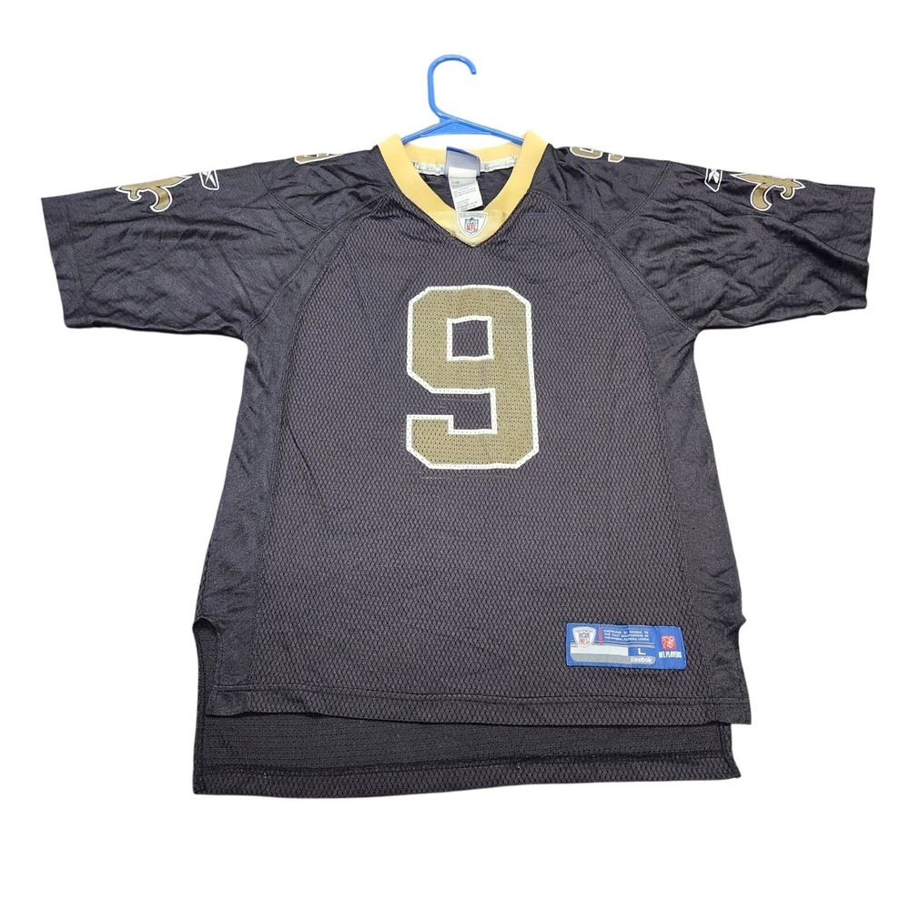 NEW ORLEANS SAINTS REEBOK YOUTH L BLACK NFL DREW BREES 9 JERSEY EUC